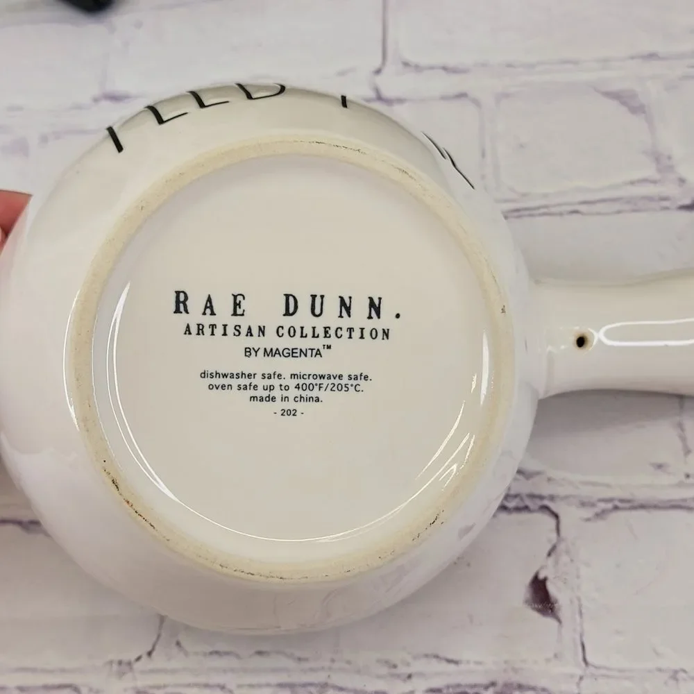 Rae Dunn FEED ME Ceramic Soup Crock with Handle